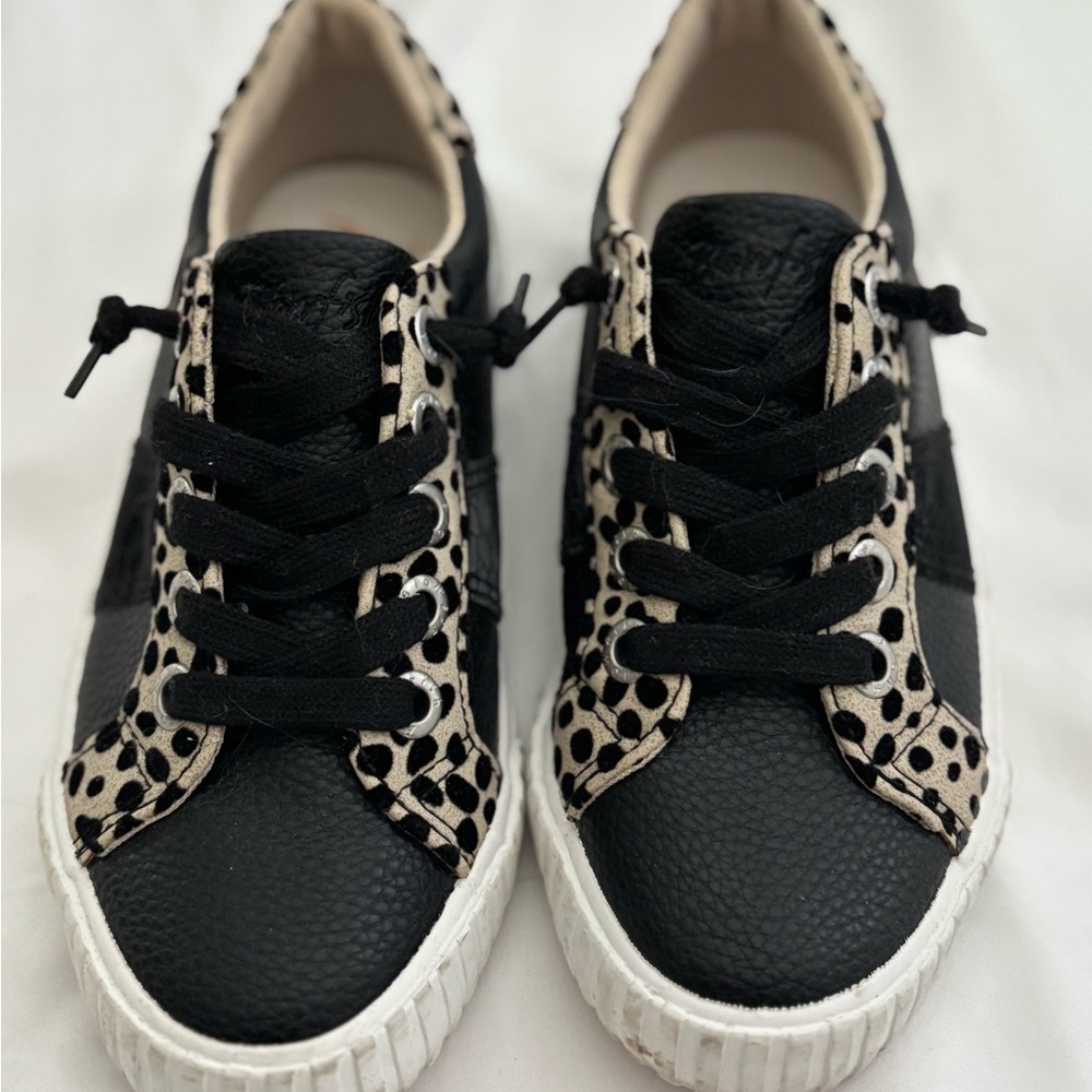 Blowfish Black and Cream Sneakers with Lace Details